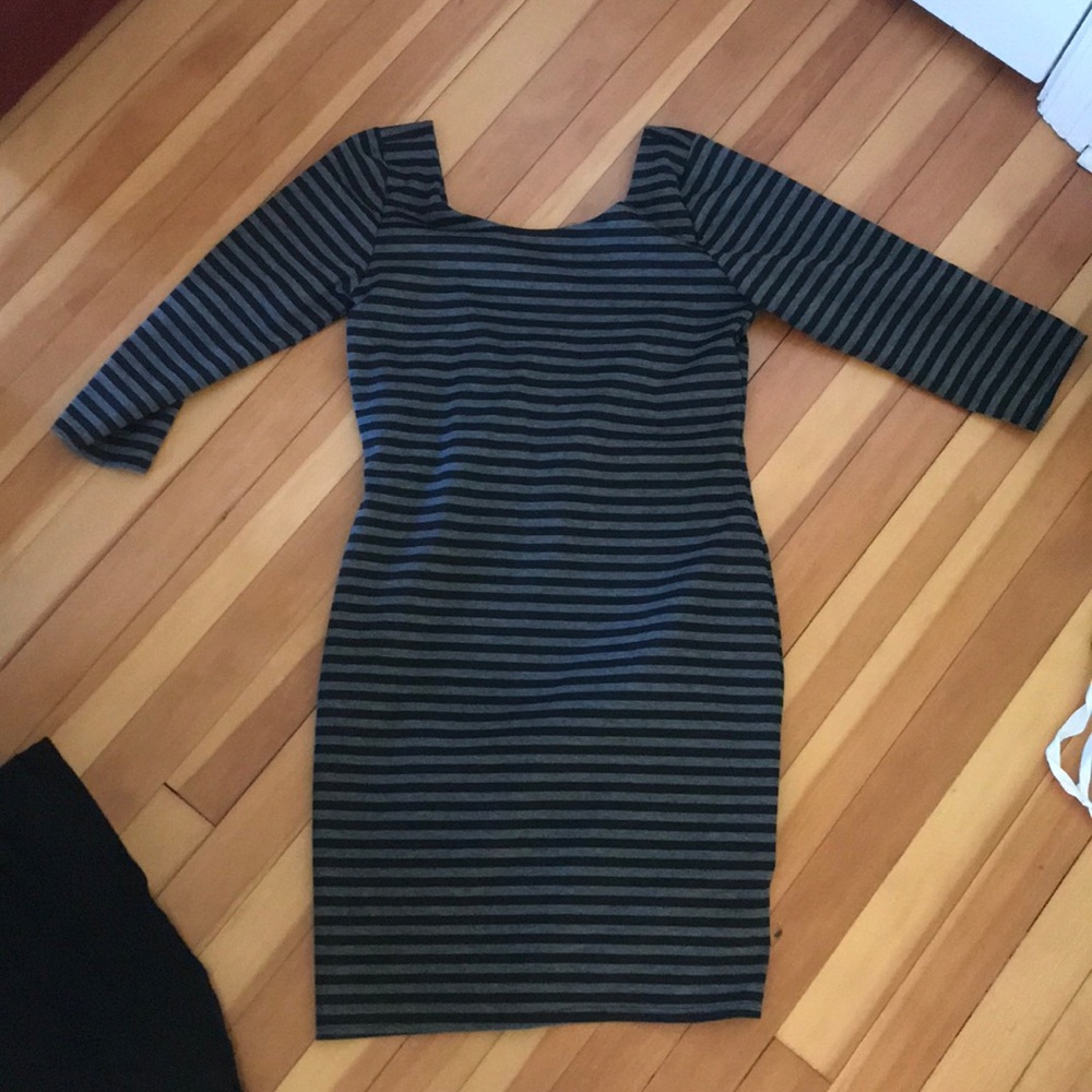 Bar III dress- Gray and black striped.